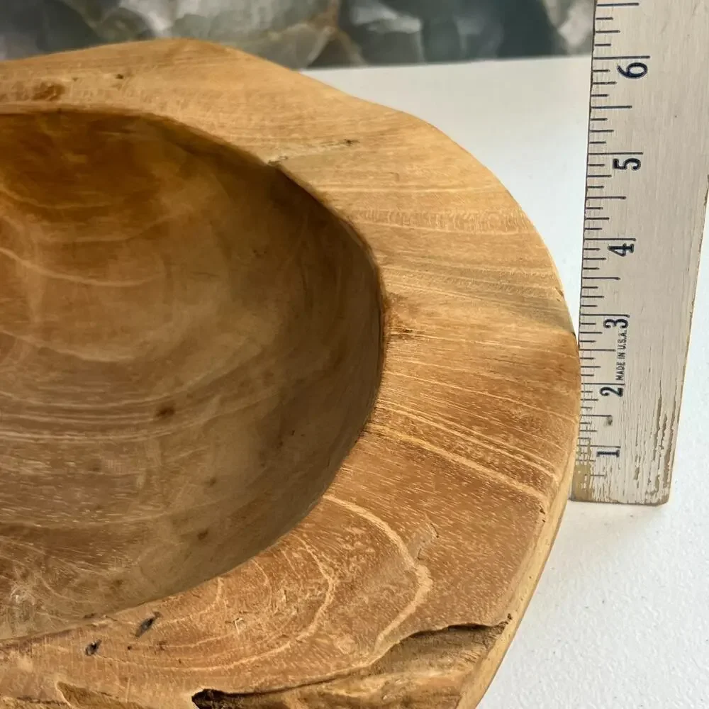 Live Edge Brown Wooden Decorative Bowl Free Form Unsigned Rustic Decor 12.5 